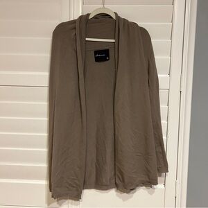 Olivaceous Longline Open Cardigan Sweater Grey Size Small